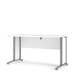 Prima Desk 150 cm in White with Silver grey steel legs - UK - Furniture One Shop