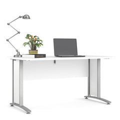 Prima Desk 150 cm in White with Silver grey steel legs - UK - Furniture One Shop