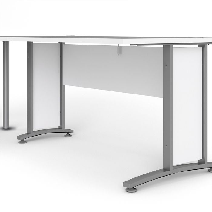Prima Desk 150 cm in White with Silver grey steel legs - UK