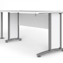 Prima Desk 150 cm in White with Silver grey steel legs - UK - Furniture One Shop