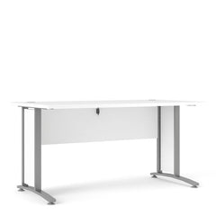 Prima Desk 150 cm in White with Silver grey steel legs - UK - Furniture One Shop