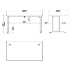 Prima Desk 150 cm in White with White legs - UK