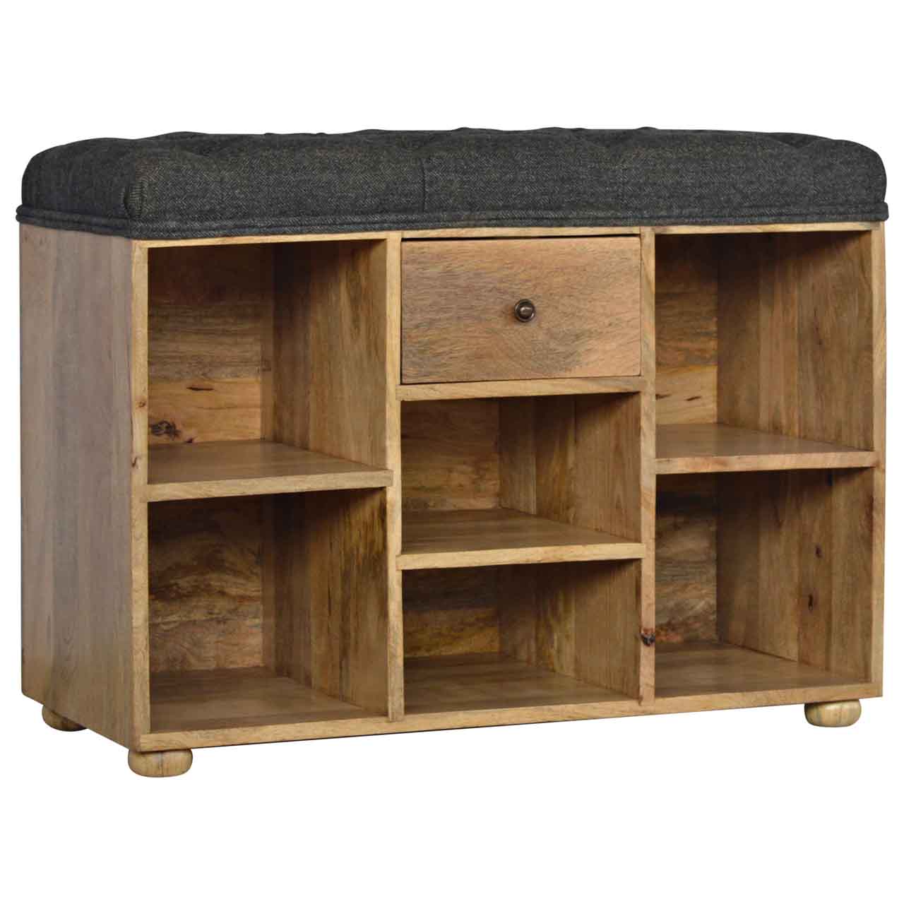 Nosh Nook Black Tweed 1 Drawer Bench
