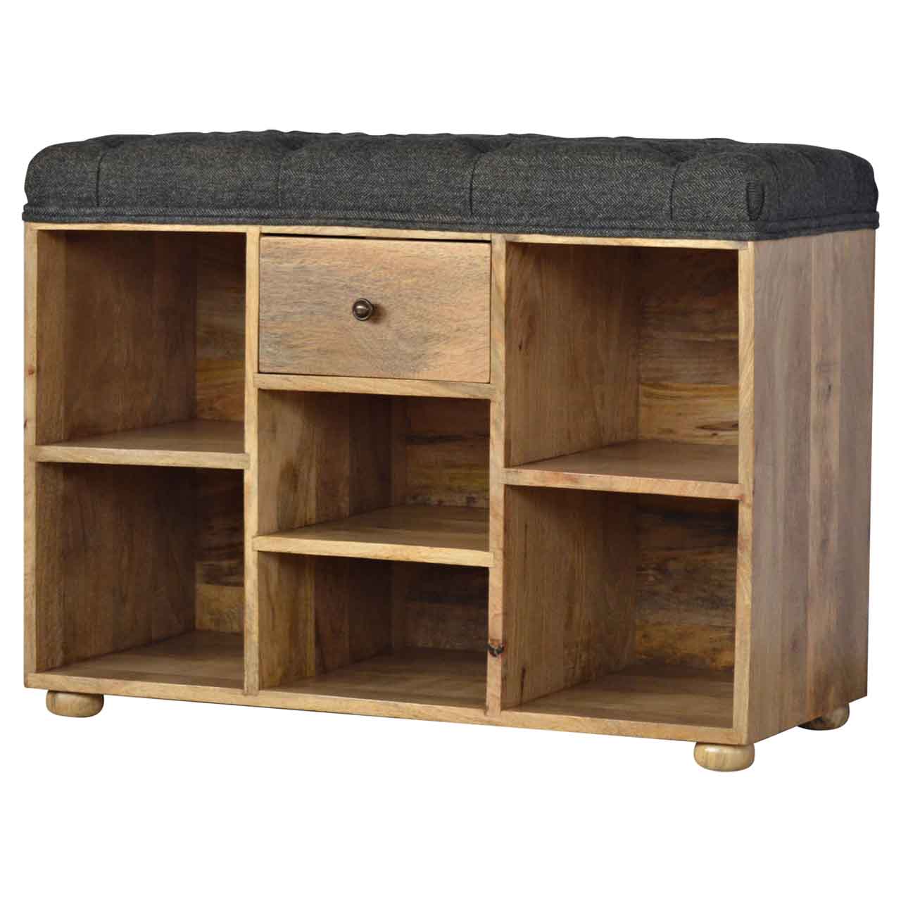 Nosh Nook Black Tweed 1 Drawer Bench