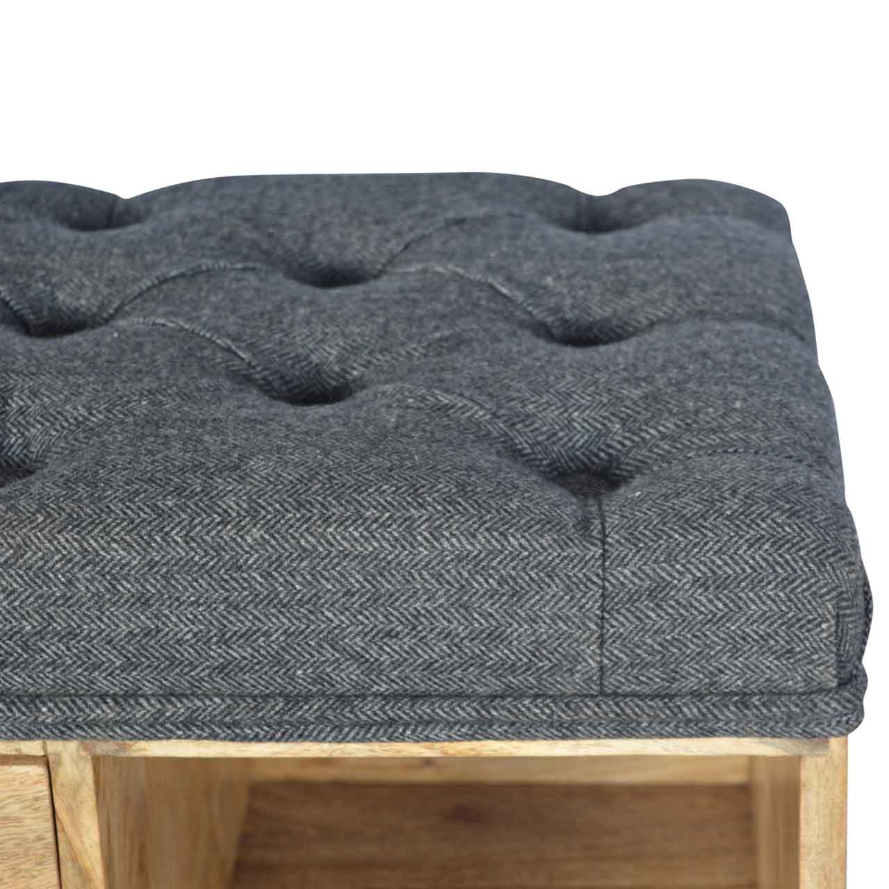 Nosh Nook Black Tweed 1 Drawer Bench