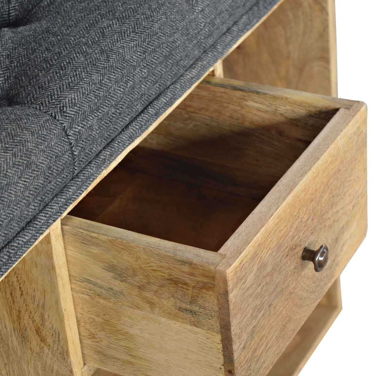 Nosh Nook Black Tweed 1 Drawer Bench