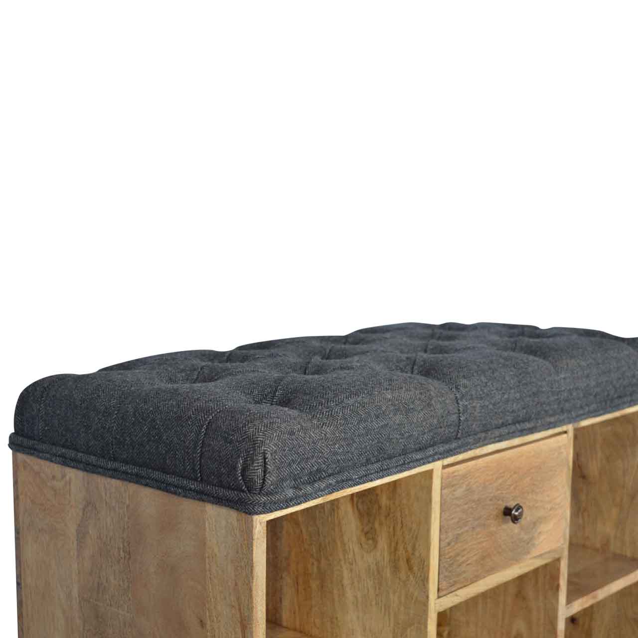 Nosh Nook Black Tweed 1 Drawer Bench