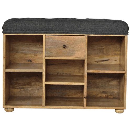 Nosh Nook Black Tweed 1 Drawer Bench