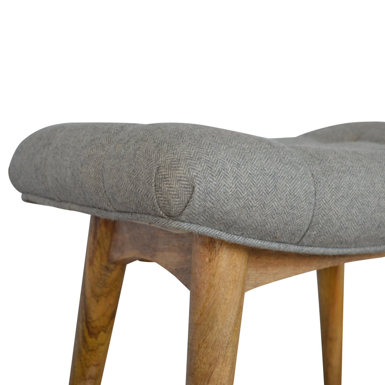 Feast Perch Curved Grey Tweed Bench