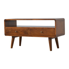GlamVista Curved Chestnut TV Stand - Furniture One Shop