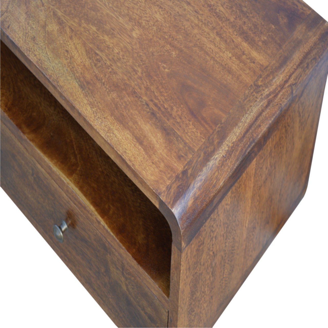 GlamVista Curved Chestnut TV Stand - Furniture One Shop