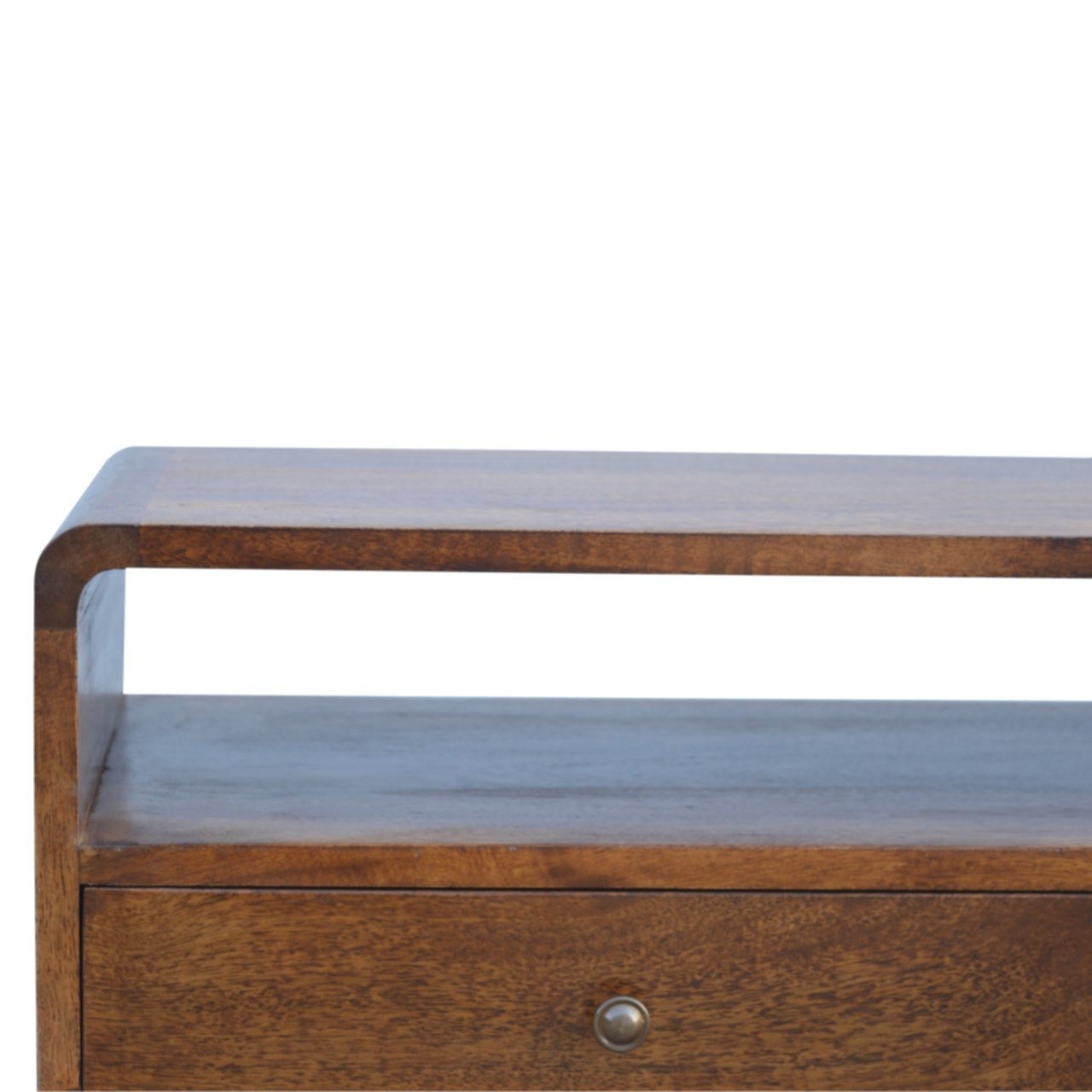 GlamVista Curved Chestnut TV Stand - Furniture One Shop