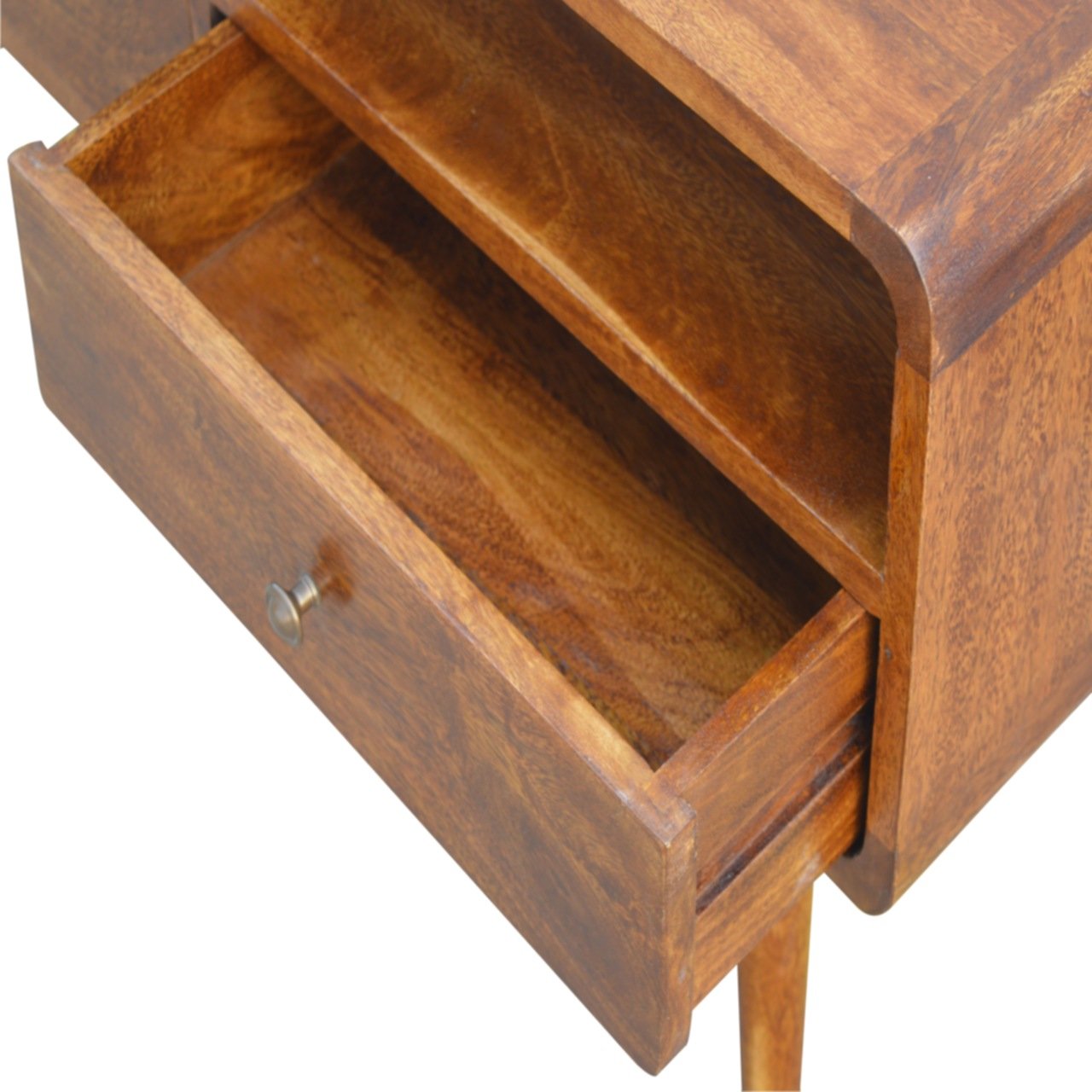 GlamVista Curved Chestnut TV Stand - Furniture One Shop