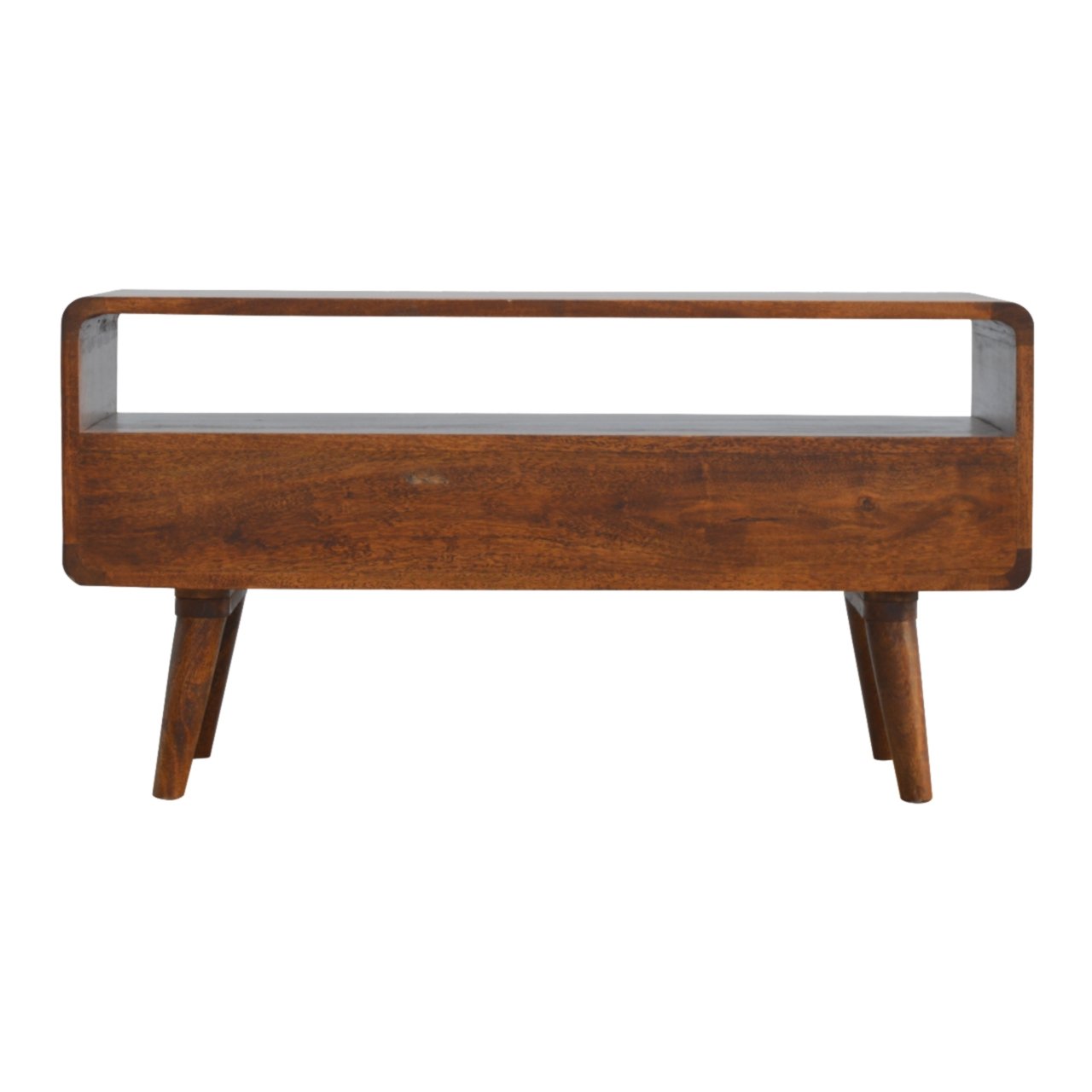 GlamVista Curved Chestnut TV Stand - Furniture One Shop