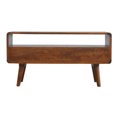 GlamVista Curved Chestnut TV Stand - Furniture One Shop