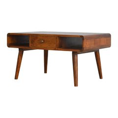 Luxe Curved Chestnut Coffee Table - Furniture One Shop