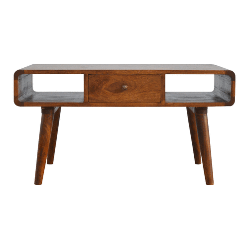 Luxe Curved Chestnut Coffee Table - Furniture One Shop