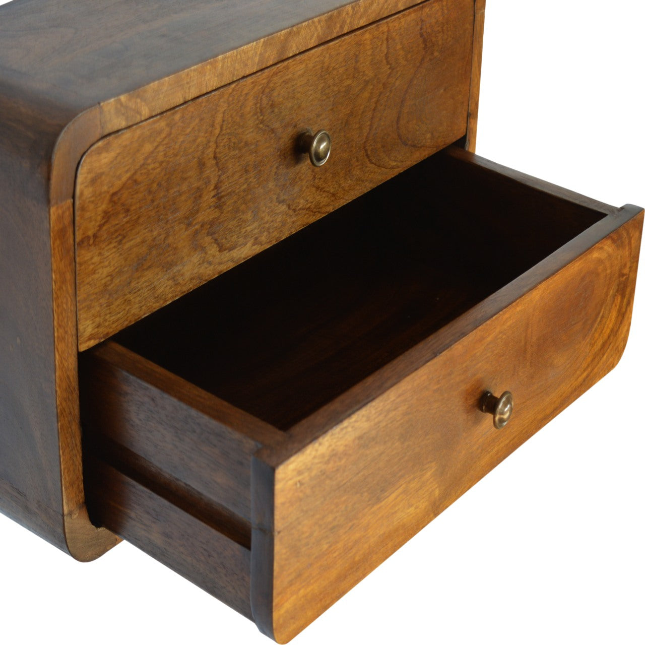 White hall Floating Curved Chestnut Bedside