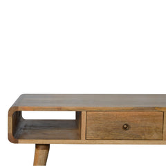 Trendy Curved Oak-ish Coffee Table - Furniture One Shop