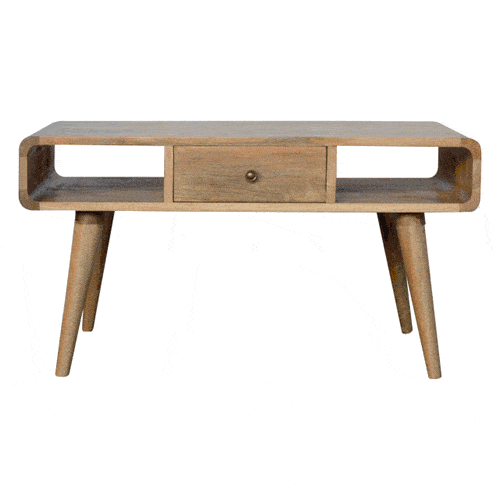 Trendy Curved Oak-ish Coffee Table - Furniture One Shop