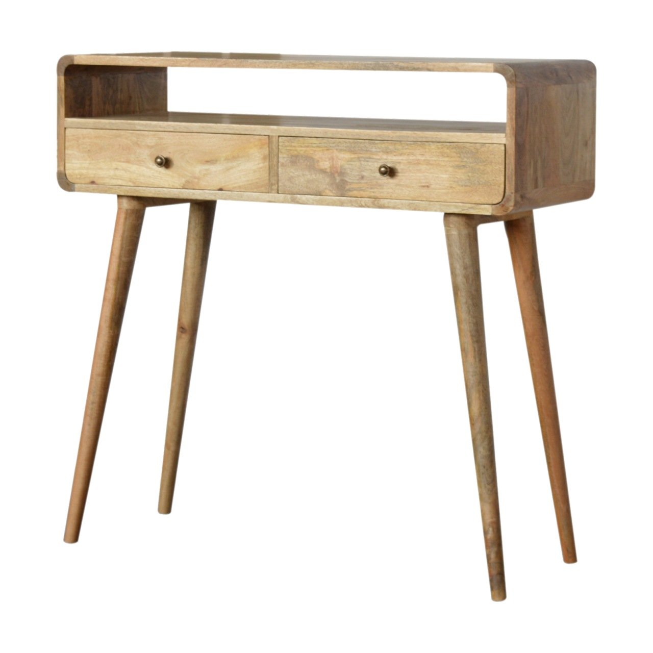Stylish Surface Curved Oak-ish Console Table - Furniture One Shop