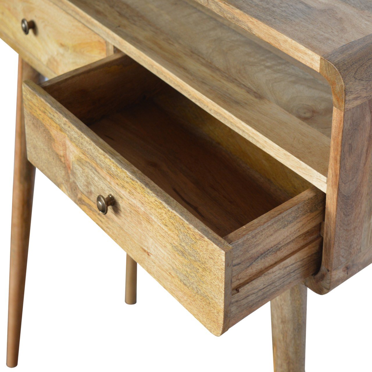Stylish Surface Curved Oak-ish Console Table - Furniture One Shop