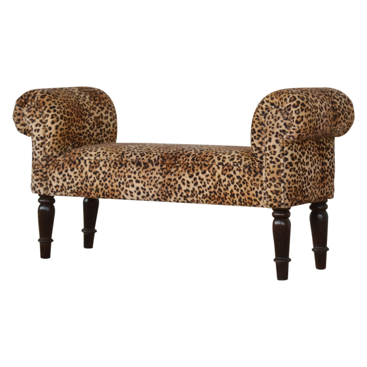 Gusto Perch Leopard Print Velvet Bench