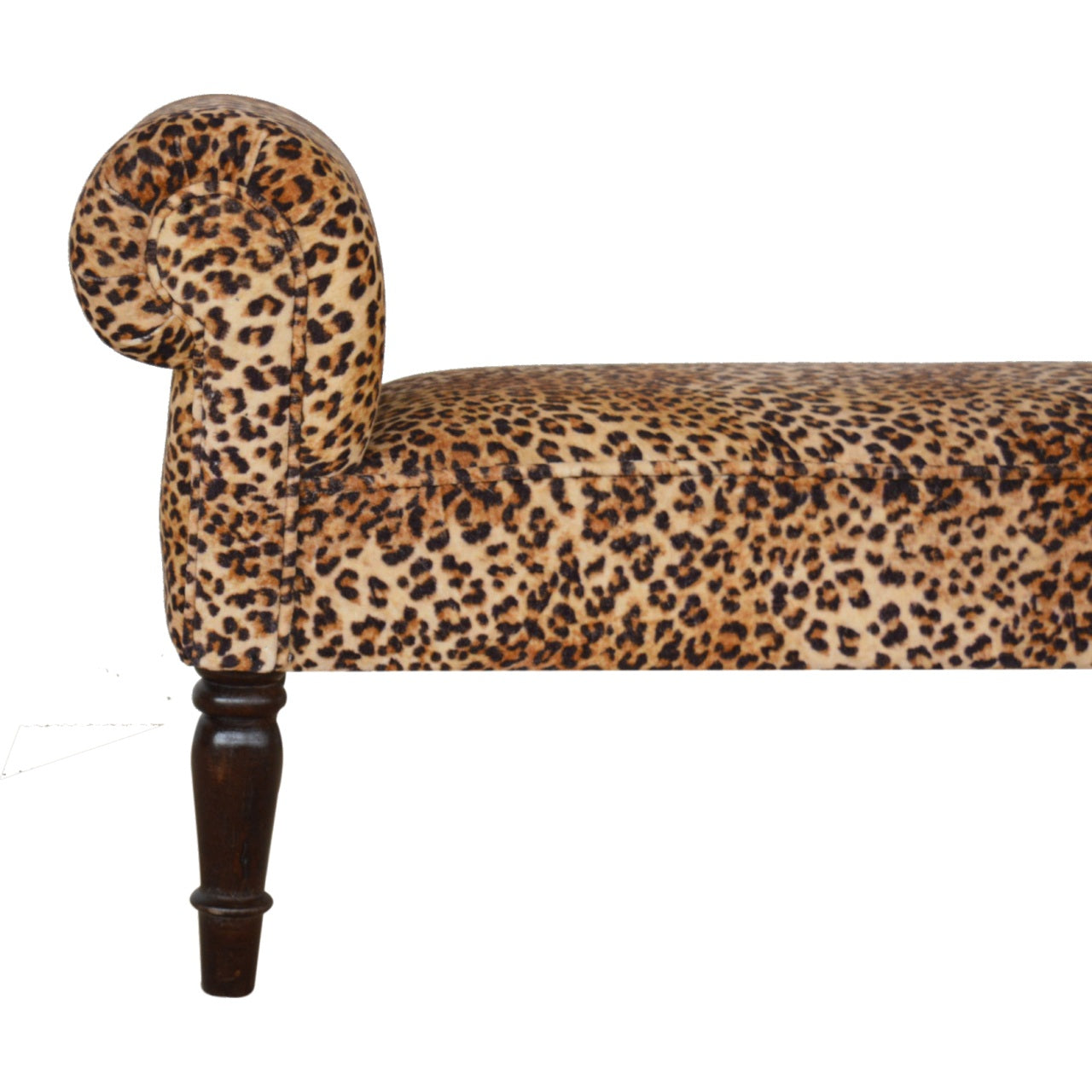 Gusto Perch Leopard Print Velvet Bench
