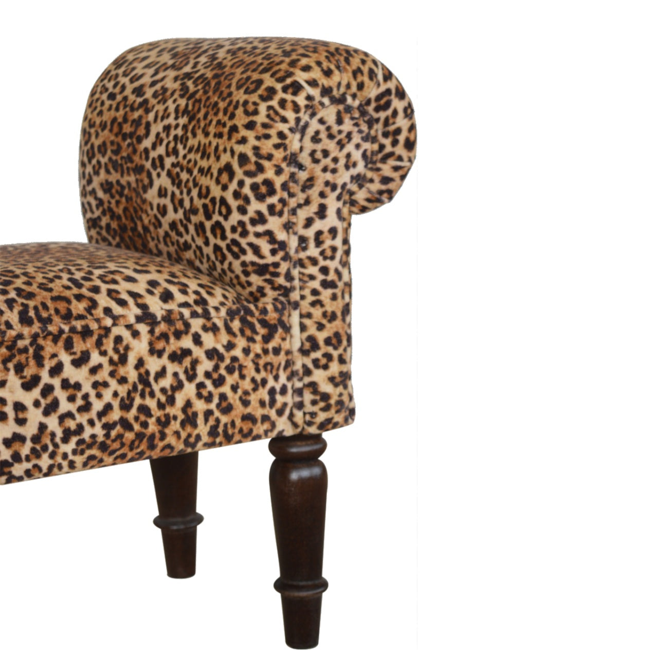 Gusto Perch Leopard Print Velvet Bench