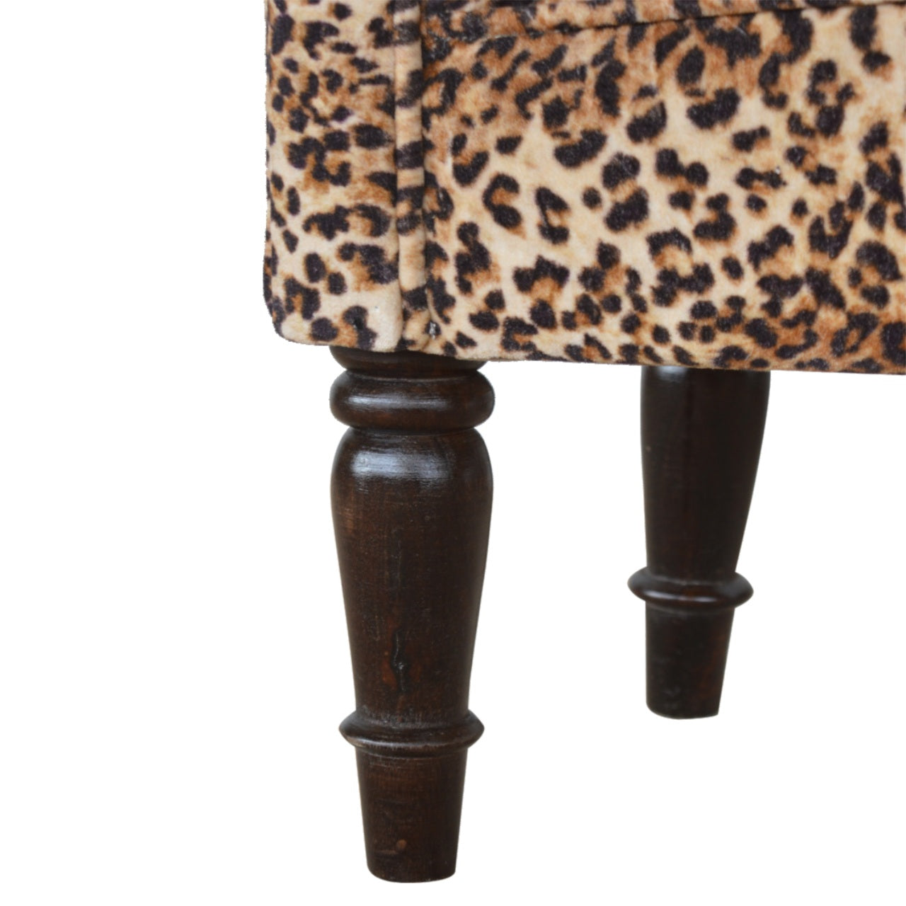 Gusto Perch Leopard Print Velvet Bench