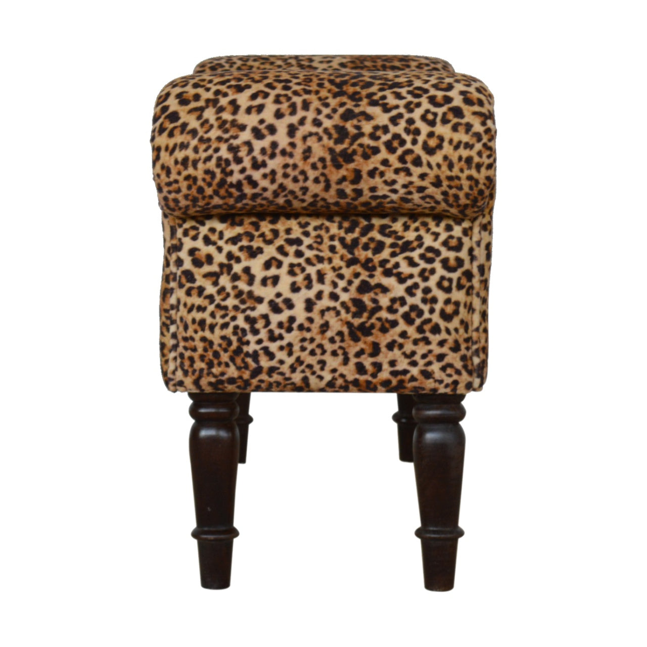 Gusto Perch Leopard Print Velvet Bench