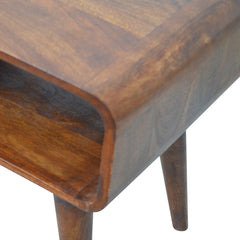 High Curved Open Chestnut Bedside - Furniture One Shop