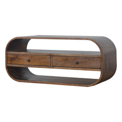 ClassyView Chestnut Curved Edge TV Stand with 2 Drawers - Furniture One Shop