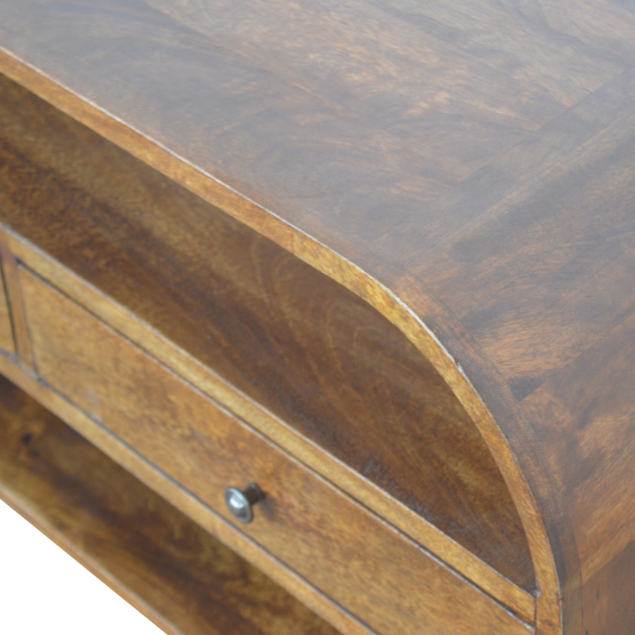 ClassyView Chestnut Curved Edge TV Stand with 2 Drawers - Furniture One Shop
