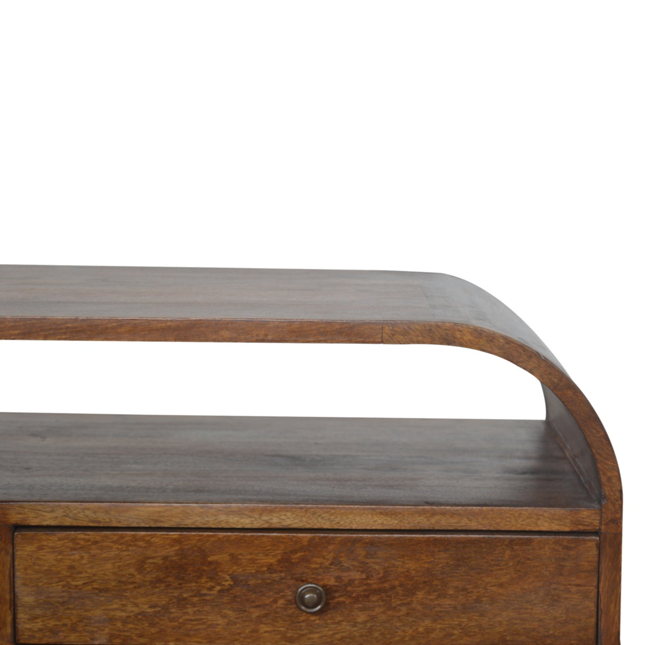 ClassyView Chestnut Curved Edge TV Stand with 2 Drawers - Furniture One Shop
