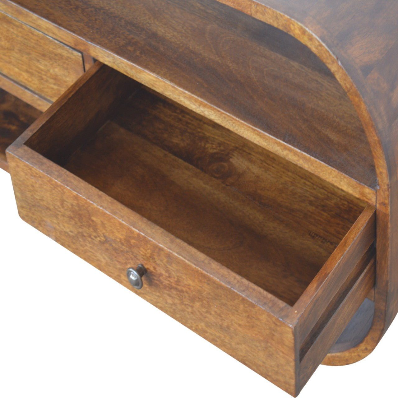 ClassyView Chestnut Curved Edge TV Stand with 2 Drawers - Furniture One Shop