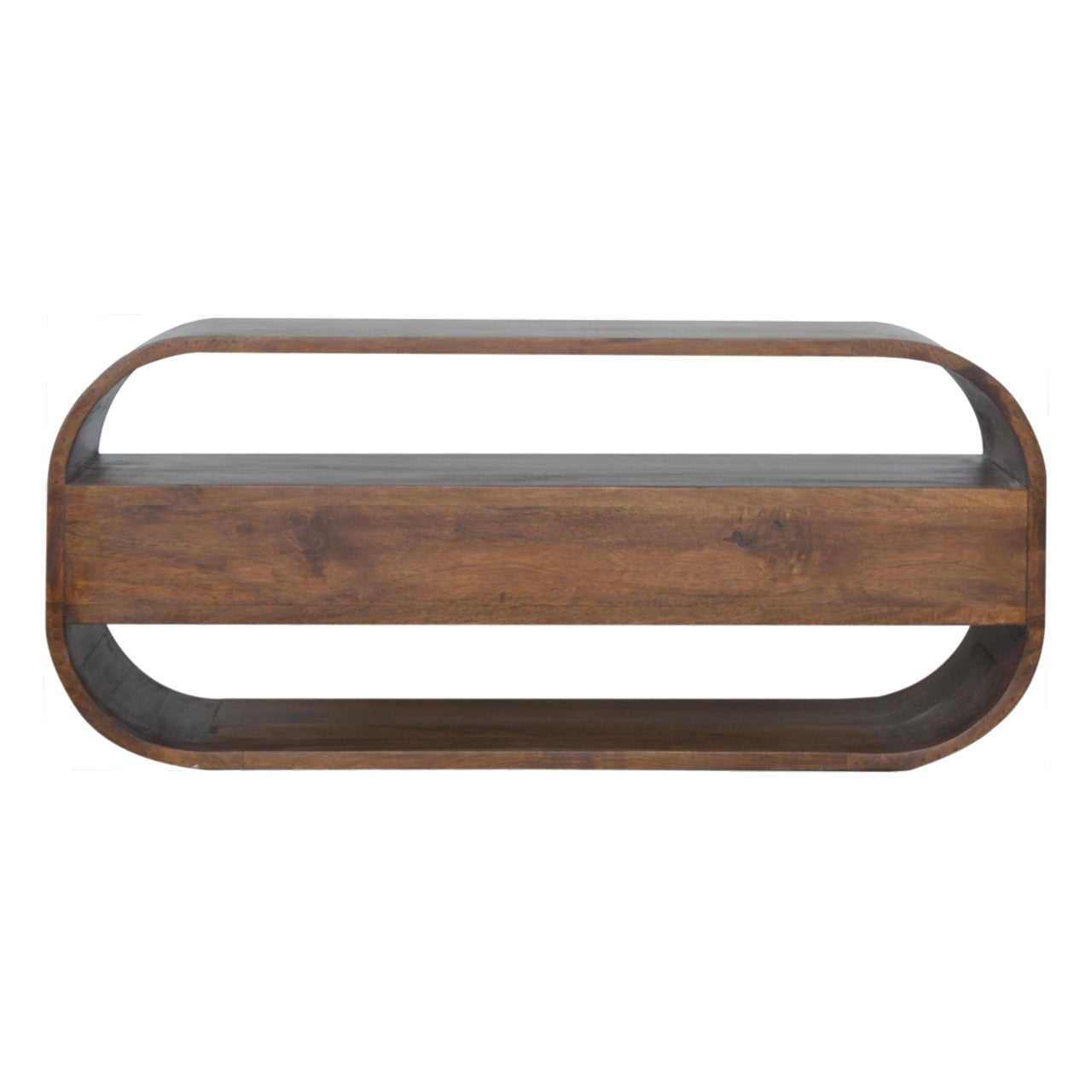 ClassyView Chestnut Curved Edge TV Stand with 2 Drawers - Furniture One Shop