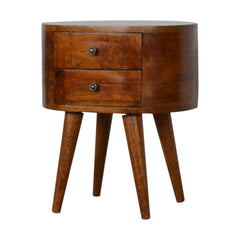 Jermyn Chestnut Rounded Bedside Table - Furniture One Shop
