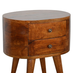 Jermyn Chestnut Rounded Bedside Table - Furniture One Shop