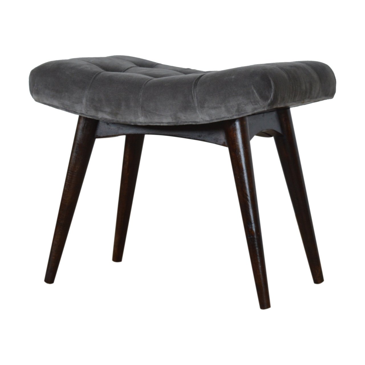 Savour Seat Grey Cotton Velvet Curved Bench