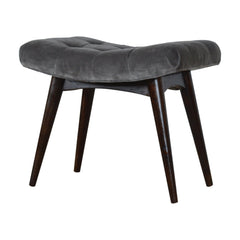 Savour Seat Grey Cotton Velvet Curved Bench