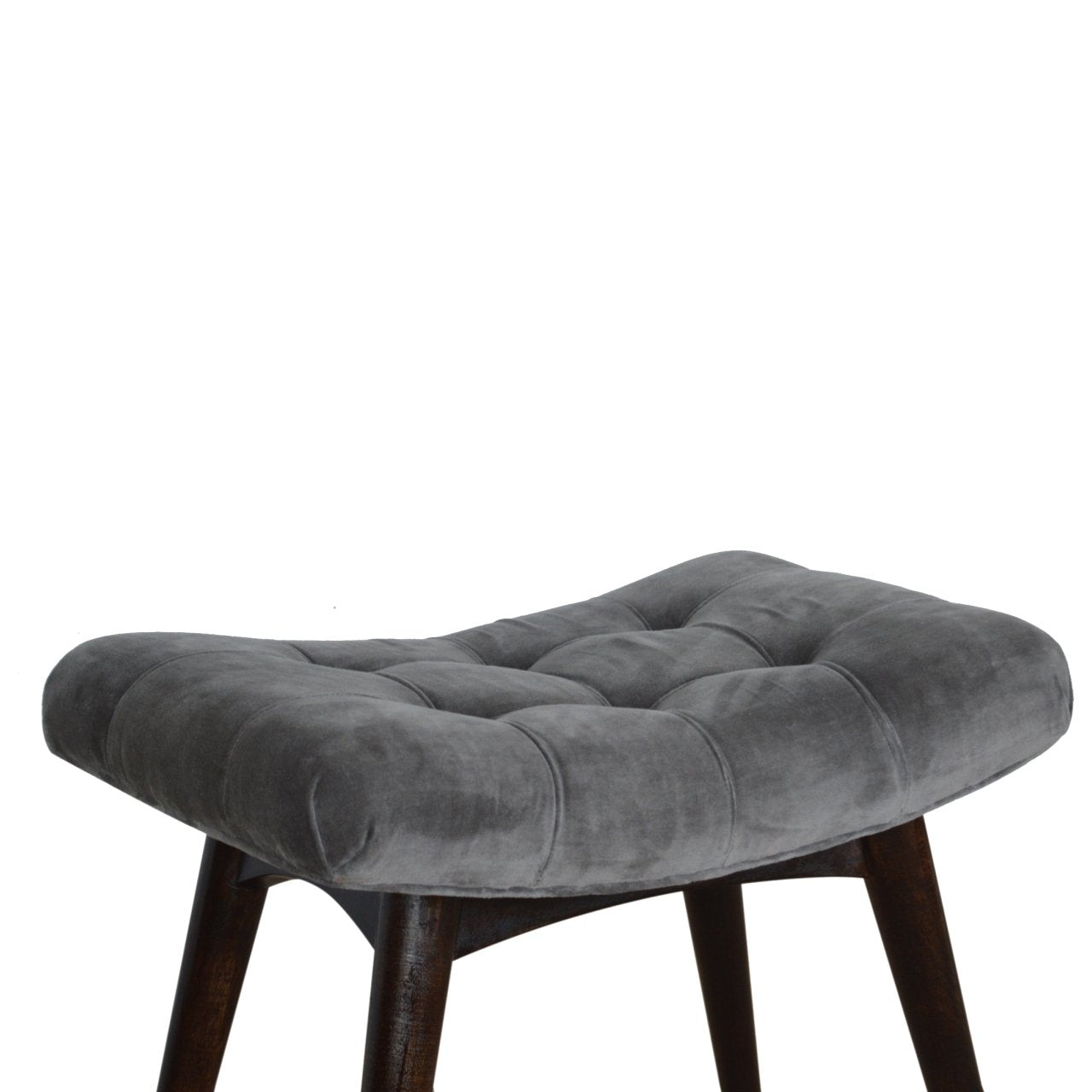 Savour Seat Grey Cotton Velvet Curved Bench