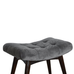 Savour Seat Grey Cotton Velvet Curved Bench