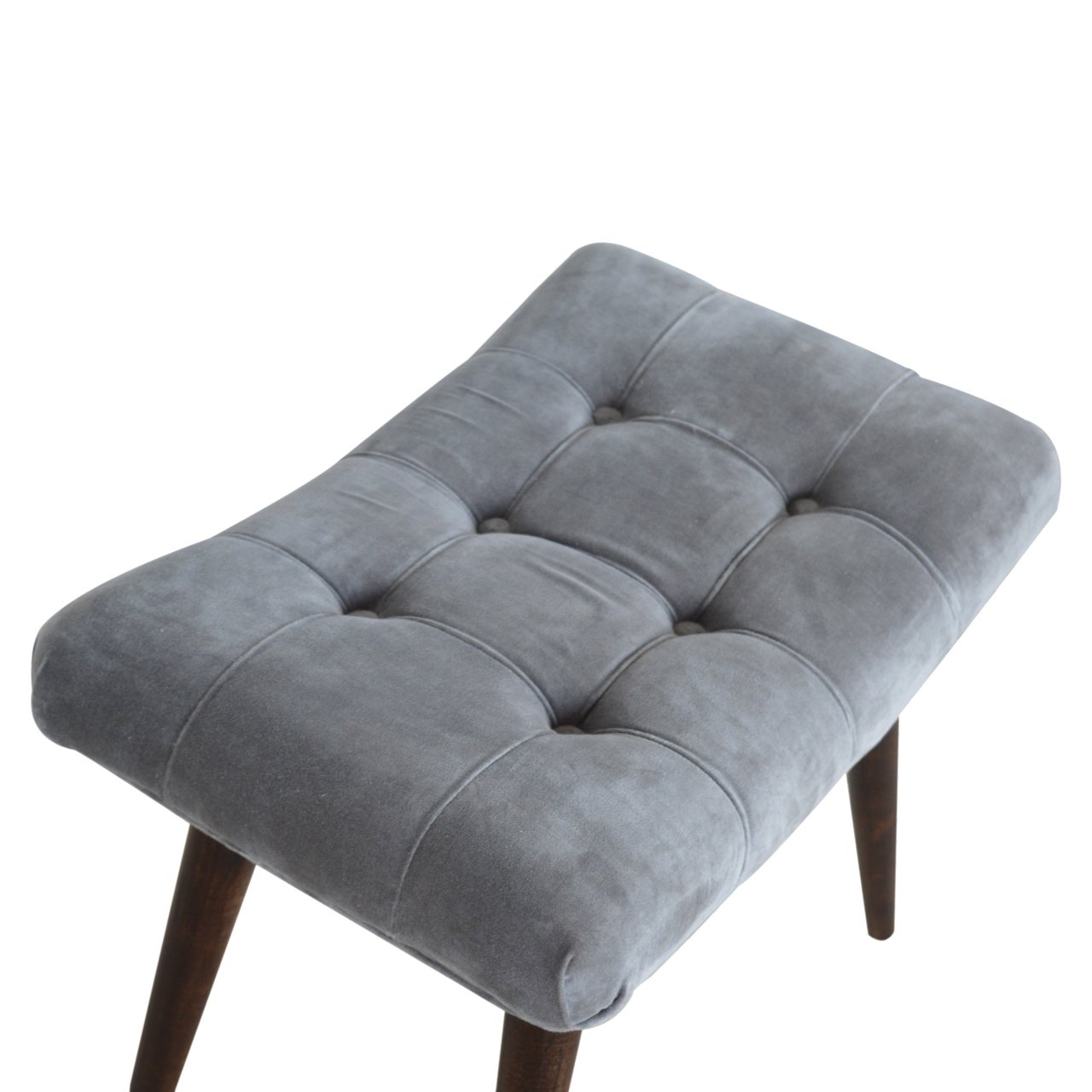 Savour Seat Grey Cotton Velvet Curved Bench