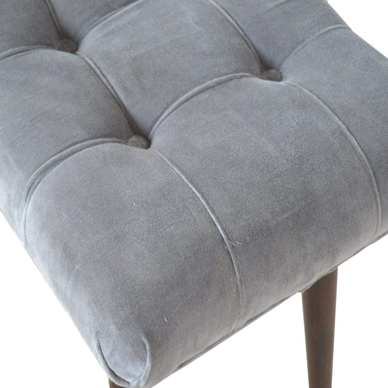 Savour Seat Grey Cotton Velvet Curved Bench