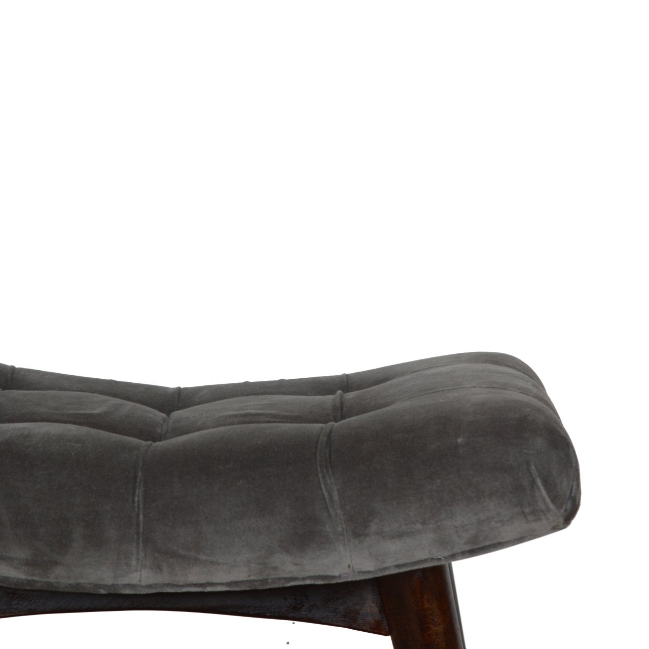 Savour Seat Grey Cotton Velvet Curved Bench