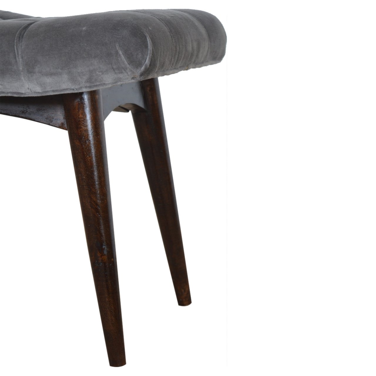 Savour Seat Grey Cotton Velvet Curved Bench