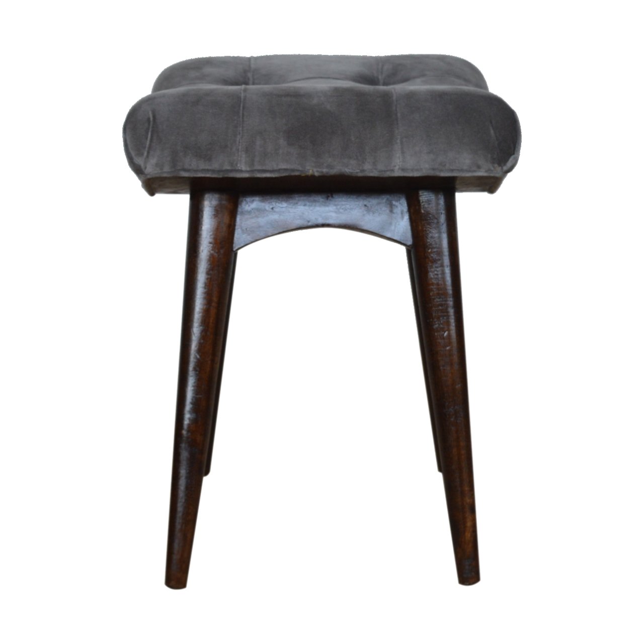 Savour Seat Grey Cotton Velvet Curved Bench