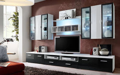 Quadro Wooden Entertainment Unit in Black & White High Gloss - Furniture One Shop
