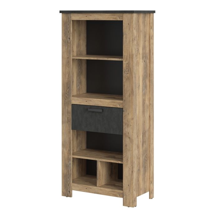 Rapallo 1 drawer bookcase in Chestnut and Matera Grey - UK